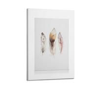 A Canvas Featuring Three Watercolor Feathers on A White Background One with Brown And Black Spots, One with Orange And Brown, A Poster Decorative Painting Canvas Wall Posters And Art Picture Print Mo