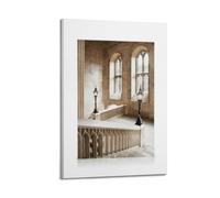 A Canvas of A Grand Stone Staircase with Ornate Railings, Iron Lanterns, And Large Arched Windows in A Historic Building Poster Decorative Painting Canvas Wall Posters And Art Picture Print Modern Fam