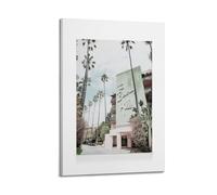 A Canvas of The Beverly Hills Hotel, with A Light Green Facade And White Script, Surrounded by Tall Palm Trees Poster Decorative Painting Canvas Wall Posters And Art Picture Print Modern Family Bedroo