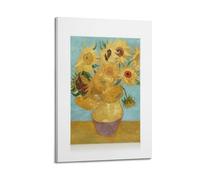 A Canvas of Van Goghs Sunflowers, Featuring A Vibrant Yellow Vase Filled with Sunflowers Against A Light Blue Background Poster Decorative Painting Canvas Wall Posters And Art Picture Print Modern Fam