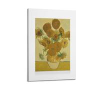 A Canvas of Van Goghs Sunflowers Painting, Featuring A Yellow Vase Holding Multiple Sunflowers Against A Yellow Background Poster Decorative Painting Canvas Wall Posters And Art Picture Print Modern F