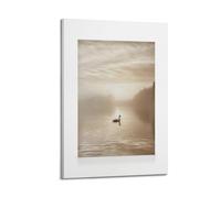A Canvas Showing A Lone Swan on A Misty Lake at Sunrise with Trees in The Background Poster Decorative Painting Canvas Wall Posters And Art Picture Print Modern Family Bedroom Decor Posters 08x12inch(