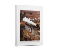 A Canvas Showing A Steam Train Crossing A Stone Viaduct with Multiple Arches, Surrounded by Autumn Hills Poster Decorative Painting Canvas Wall Posters And Art Picture Print Modern Family Bedroom Deco