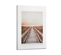 A Canvas Showing A Wooden Boardwalk Leading to The Ocean at Sunset, Flanked by Dry Dune Grasses Poster Decorative Painting Canvas Wall Posters And Art Picture Print Modern Family Bedroom Decor Posters