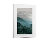 A Canvas Showing Layers of Misty Blue-green Mountains And Dark Green Forest Under A Pale Sky Poster Decorative Painting Canvas Wall Posters And Art Picture Print Modern Family Bedroom Decor Posters 08