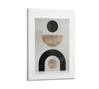 A Canvas with Black, Beige, And Gold Geometric Shapes on A Light Cream Background, Featuring Circles And Arches Poster Decorative Painting Canvas Wall Posters And Art Picture Print Modern Family Bedro