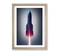 A Captivating Spaceship Rocket Framed Print | A2 Oak Framed Wall Art | Ready to Hang | Modern Nature Picture | Living Room Bedroom Lounge Office