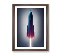 A Captivating Spaceship Rocket Framed Print | A3 Walnut Framed Wall Art | Ready to Hang | Modern Nature Picture | Living Room Bedroom Lounge Office