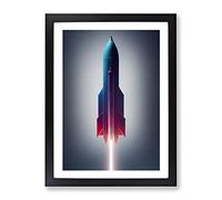 A Captivating Spaceship Rocket Framed Print | A4 Black Framed Wall Art | Ready to Hang | Modern Nature Picture | Living Room Bedroom Lounge Office