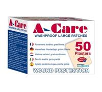 A-Care Washproof Plasters. Large Patch Dressings 7.2cm x 5cm (box of 50)