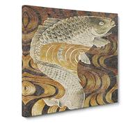 A Carp Fish Swimming Upstream Canvas Print | Gallery Wrapped 30mm Frame Wall Art | 14x14 inches | Ready to Hang | Modern Animals Picture | Living Room Bedroom Lounge Office