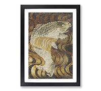 A Carp Fish Swimming Upstream Framed Print | A2 Black Framed Wall Art | Ready to Hang | Modern Animal Picture | Living Room Bedroom Lounge Office