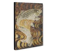 A Carp Fish Swimming Upstream Painting Canvas Print | Gallery Wrapped 30mm Frame Wall Art | 30x20 inches | Ready to Hang | Contemporary Animals Picture | Living Room Bedroom Lounge Office