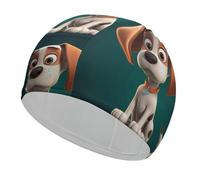 A Cartoon Dog Swim Cap for Adult, Elastic Fabric Swimming Cap, Comfortable Bathing Cap for Long & Short Hair