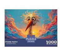 A Cartoon Illustration of An African Bird 1000 Piece Sturdy Cardboard Jigsaw Puzzles Whimsical Big-eyed Bird Unique Challenging Creative Game Puzzles For Adults And Kids 38x26cm/1000pcs