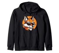 A cartoon logo of a fox with sunglasses Zip Hoodie