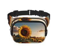 A cartoon sunflower Pattern trendy fashionable waist bag, unisex travel sports messenger bag