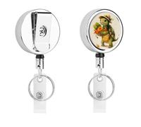 A Cartoon Turtle Badge Reel Retractable Stainless Steel Badge Clip with Lanyard Cute Badges Reel Holder Heavy-Duty Nurse Doctor Name Tag Badges Clip for Work