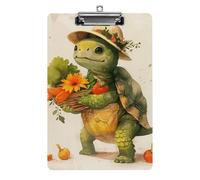 A Cartoon Turtle Clipboard 8.5×12.5 Inch Acrylic Clip Board with Metal Clip A4 Letter Size Decorative Clipboard Cute Hanging Clipboards for Office, Teacher, Nurse, Doctor,