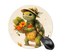 A Cartoon Turtle Mouse Pad Round Laptop Mouse Mat Cute Computer Mousepad Keyboard Pad Non-Slip Desk Pads for Gaming Office Work Home
