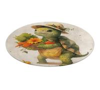 A Cartoon Turtle Round Area Rug Non Slip Backing Doormat Water Absorbent Plush Throw Low-Pile Non-Slip Floor Mat Carpet for Living Room Bedroom Entryway Nursery Room 80 * 80cm
