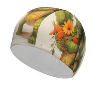 A Cartoon Turtle Swim Cap for Women Men Swimming Hat Bath Waterproof Pool Caps for Long Thick Curly Hair