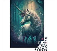 A Cartoon Unicorn 1000 Pieces Wooden Puzzles for Adults Jigsaw Puzzles Educational Game Challenge Toy 1000pcs (75x50cm)
