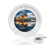 A Castle by The Lake Ashtray, Modern Crystal Glass Ash Tray Cigarettes Ashtray Holder Home Office Desktop Tabletop Decoration,Crystal Clear (4.8")