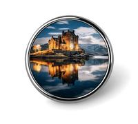 A Castle by The Lake Badges Decorative, Durable Aluminum Alloy Round Badge, Lightweight Button Brooch for Shirts, Jackets, Hats, Uniforms 1"