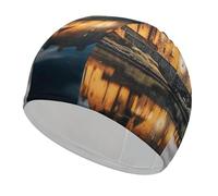 A Castle by The Lake Swim Cap for Adult, Elastic Fabric Swimming Cap, Comfortable Bathing Cap for Long & Short Hair