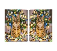 A Cat And Christmas Lights Passport Holder Personalized Passport Wallet for Women Men Travel Document Organizer Holder