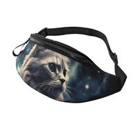 A cat in a nebula Fanny Pack for Men Women, Waterproof Sports Waist Bag Fashion Belt Bag Crossbody Bags Hip Bum Bag with Adjustable Strap Large Sling Bag Purse for Travel Hiking