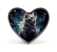 A cat in a nebula Fashion Brooch Pin - Seashells Starfish on Beach 1 Inch Cute Enamel Heart Badges, Metal Lapel Pins for Men & Women, Decorative Metal Pinback for Hats, Shirts, Bags, Jackets & Accesso