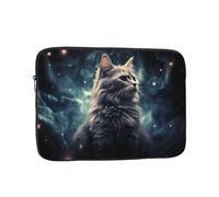 A cat in a Nebula Laptop Case 15 inch, Shockproof Protective Computer Sleeve Cover Water Resistant Laptop Bag Carrying Tablet Cover Briefcase Handbags Gifts for Men Women