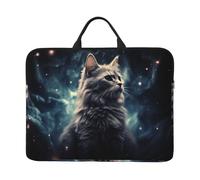 A cat in a Nebula Laptop Case Sleeve 14 inch Shockproof Protective Notebook Case Travel Laptop Bag with Handle Waterproof Computer Cover Briefcase Handbags for Men Women