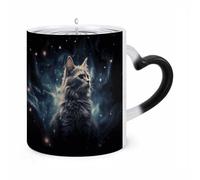 A Cat in A Nebula Morphing Mug Unique Style Art Mugs Funny Ceramic Cup Heat Sensitive Color Changing Cup Personalized Magic Mug Customization Coffee Mugs for Everyday Use