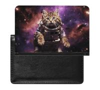 A Cat in Outer Space Passport Holder Passport Cover Protector Essentials with Credit Card Slots for Women Men