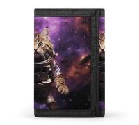 A Cat in Outer Space Wallet Compact Blocking Trifold Wallets with Zipper Minimalist Purse Wallet Credit Card Holder