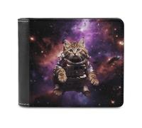 A Cat in Outer Space Wallet Fashionable Slim Leather Wallet with Multiple Card Slots And Hidden Compartments Wallets