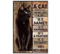 A Cat is Not Just A Cat He is Sanity - Funny Cat's Vintage Bathroom Wall Art Tin Metal Signs Artwork - A Gift for A Friend Original Vintage Design Tin Metal Wall Art Print Poster