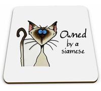 A Cat Lover Gift, Owned by a siamese, Coffee, Tea, Drink Coaster