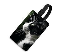 A Cat Luggage Tag for Suitcases TSA Approved with Name Id Card Suitcase Tags Identifiers Black Strap Clear Window Personalized Baggage Tag for Cruise Airport Travel Essentials