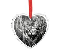 A Cat on The Grass Clear Crystal Glass Heart Pendant Charm Romantic Crystal Love Pendant Hanging Decoration for DIY Craft Gift for Home Window Car Wedding Party Decor Love Shaped Hanging Ornament