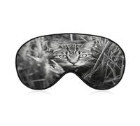 A Cat on The Grass Eye Cover Breathable Comfortable Eyeshade Soft Skin Friendly Sleep Mask Party Night Blindfold with Fashion Adjustable Eye Mask for Night Sleeping Travel Nap