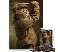 A Cat Playing Golf 1000 Piece Jigsaws for Teenagers Memory Build Home Play Home Enjoyable Great Gift (38x26cm)