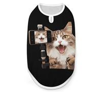 A Cat Taking Selfie Picture Dog Shirt Sleeveless Pet Clothes Summer T-Shirts Tank Top for Small Puppy Cat