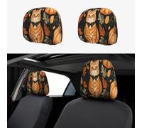 A Cat Wearing A Tie Head Rest Cover Car Accessories, 2 Pcs Car Seat Headrest Cover, Washable Headrest Protector Universal Fit To All Car Suvs Truck Van Vehicles Auto