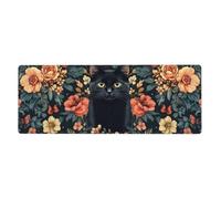 A Cat'S Head Is Among The Flowers Mouse Pad In Big Extended Non-Slip Rubber Base Mousepad With Stitched Edges Gaming Pc Desktop Large Mouse Pad 11.8x31.5