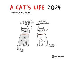 A Cat's Life 2024 - Wall Calendar - Brochure Calendar - 30 x 30-30 x 60 Open - Cats - Cartoon