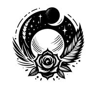 a Celestial Rose and Circular Featuring Moon Stars Wheat Feather and Floral Motifs Wall Stickers 42x42.5cm Multi Color Selection Black